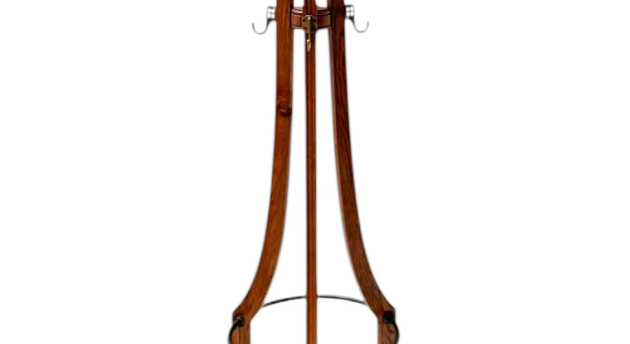 Arts & Crafts Coat Stand or Porte Manteau with Rotating Top, 1900s